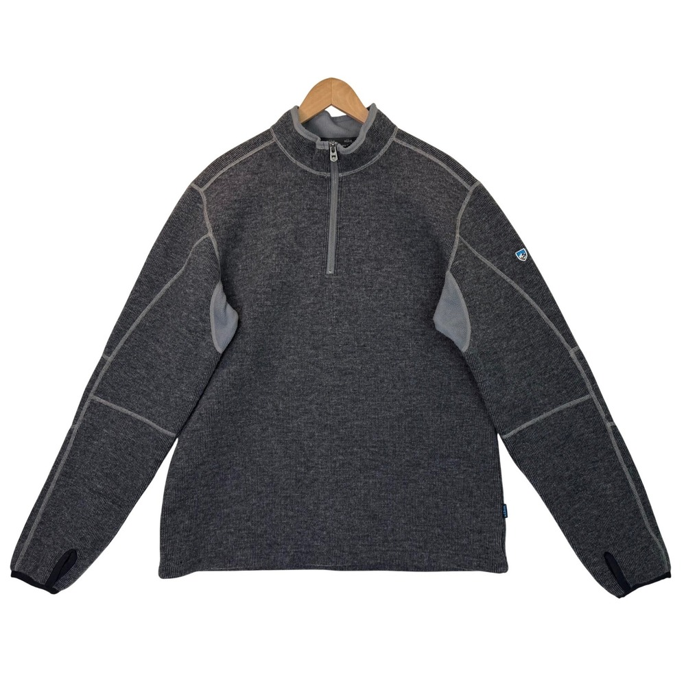Kuhl ThermoKore Gray 1//4 Zip Sweater Pullover‎ Wool Blend Fleece Outdoors Sz L